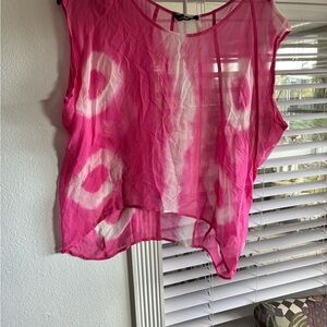 Sheer Pink Tie-Dye Sleeveless Camisole Top